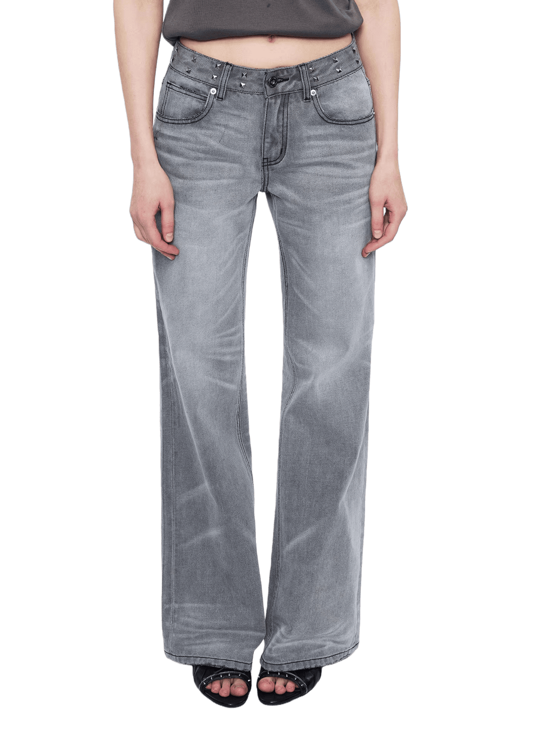 Straight-Leg Washed Denim Jeans