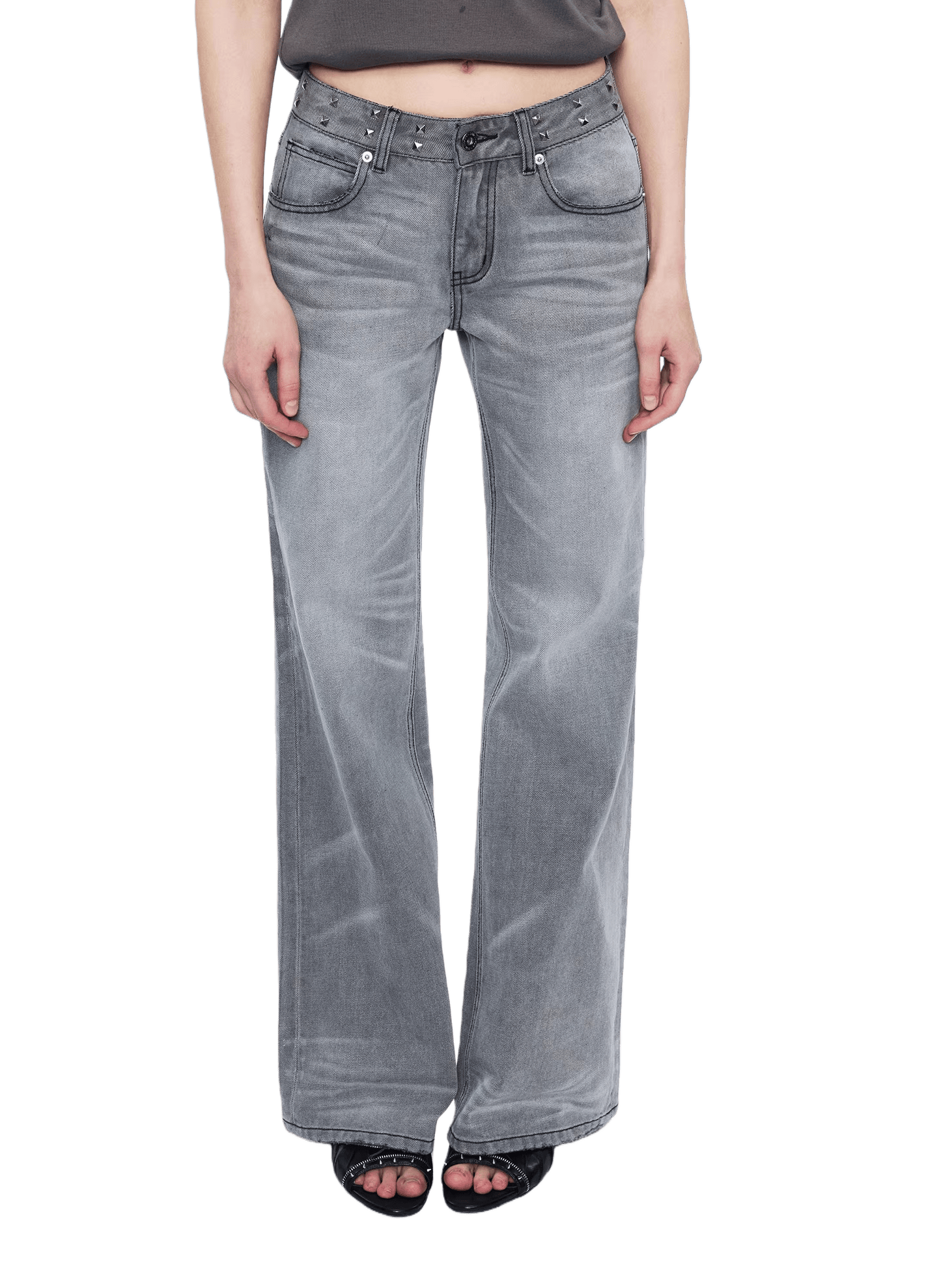 Straight-Leg Washed Denim Jeans