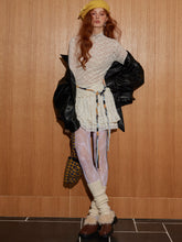 Ruffled Hem Floral Lace Mock Neck Blouse - CHINASQUAD