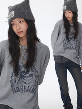 Vintage Cat & Dog Print Distressed Long-Sleeve Tee - CHINASQUAD