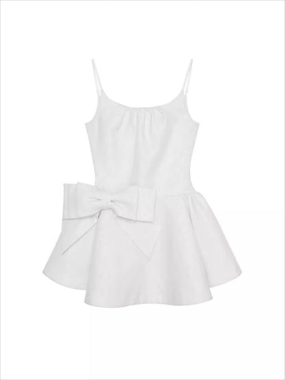 Bow-Detailed Satin-Blend Midi Slip Dress