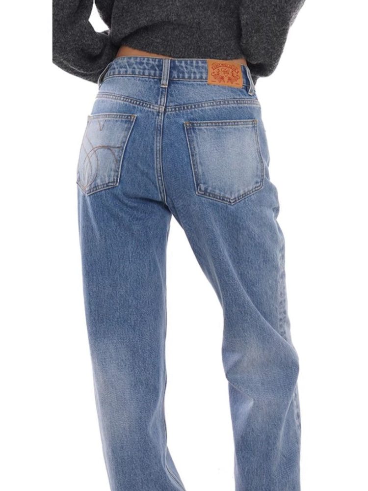 Vintage Mid-Waist Straight-Leg Button-Fly Jeans