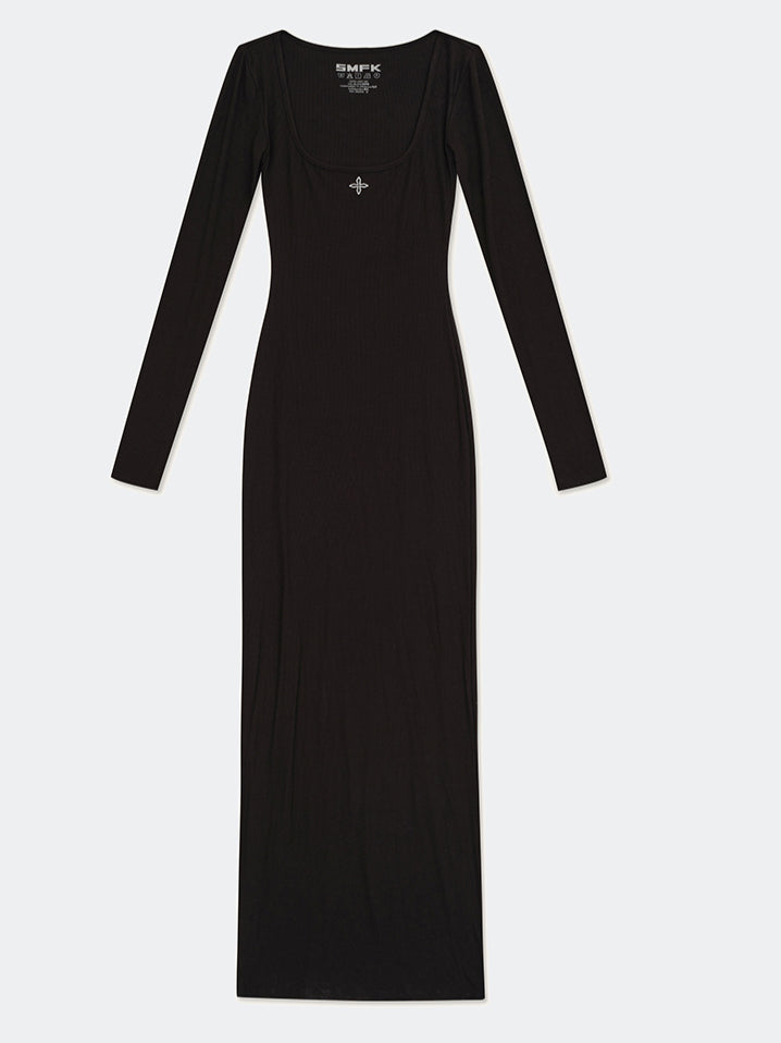 Compass Hug Skin One-Piece Long Dress Black