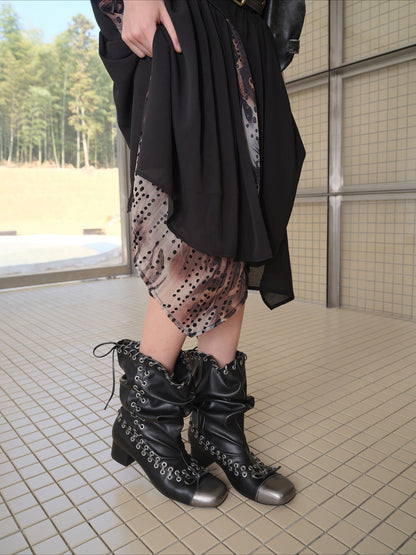 Punk Metal Toe Lace-Up Slouch Boots