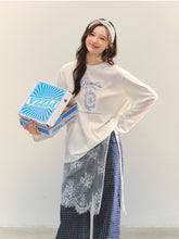 White Crew-Neck College Print Long-Sleeve T-Shirt - CHINASQUAD
