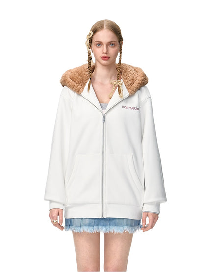 Bear Zip Fuzzy Hoodie