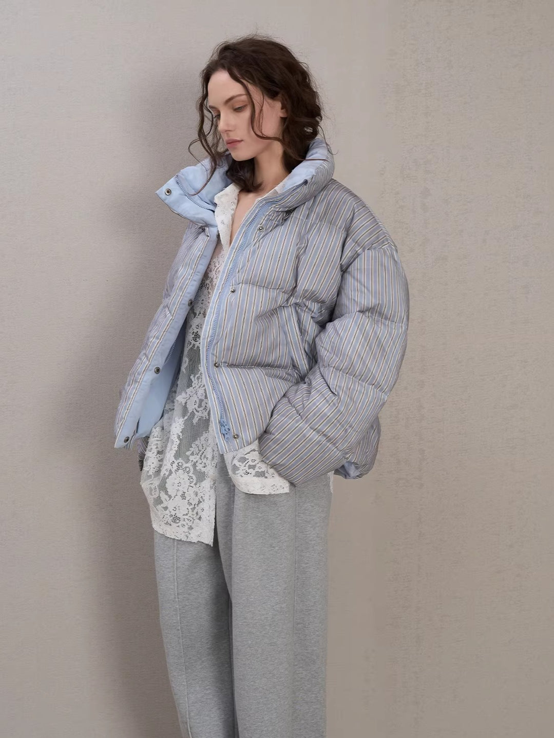 Spray-Dyed Panelled Down Jacket