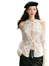 Black & White Off-Shoulder Tie-Back Knit Cardigan - CHINASQUAD