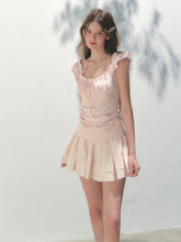 Pink Lace Flutter Sleeves Top - CHINASQUAD
