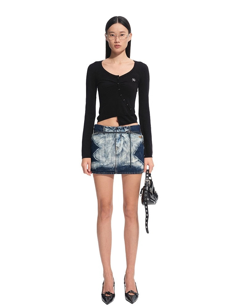 &quot;Feria Series&quot; Volcano Washed Denim Mini Skirt
