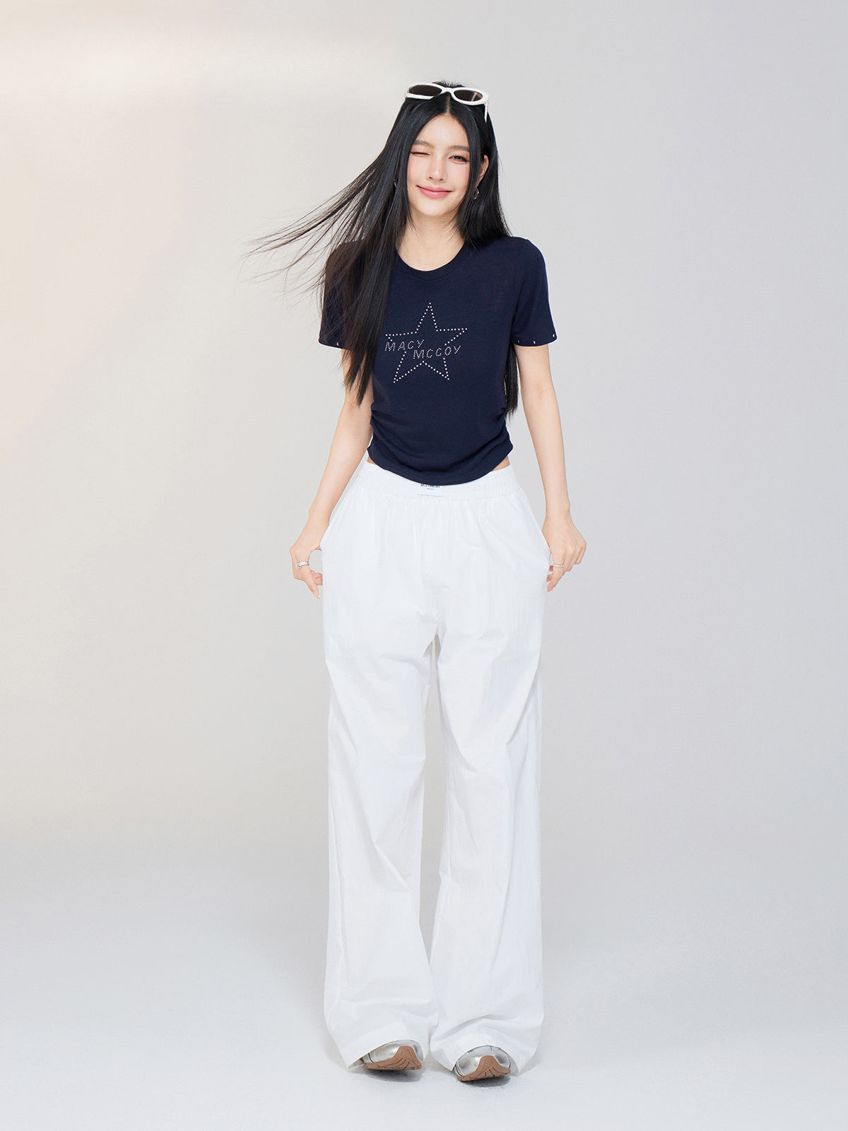 White High Waist Wide-Leg Pants
