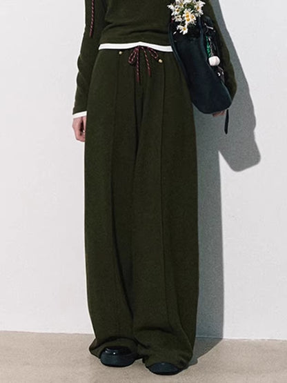 Knit Base Top &amp; Wide-Leg Pants Set