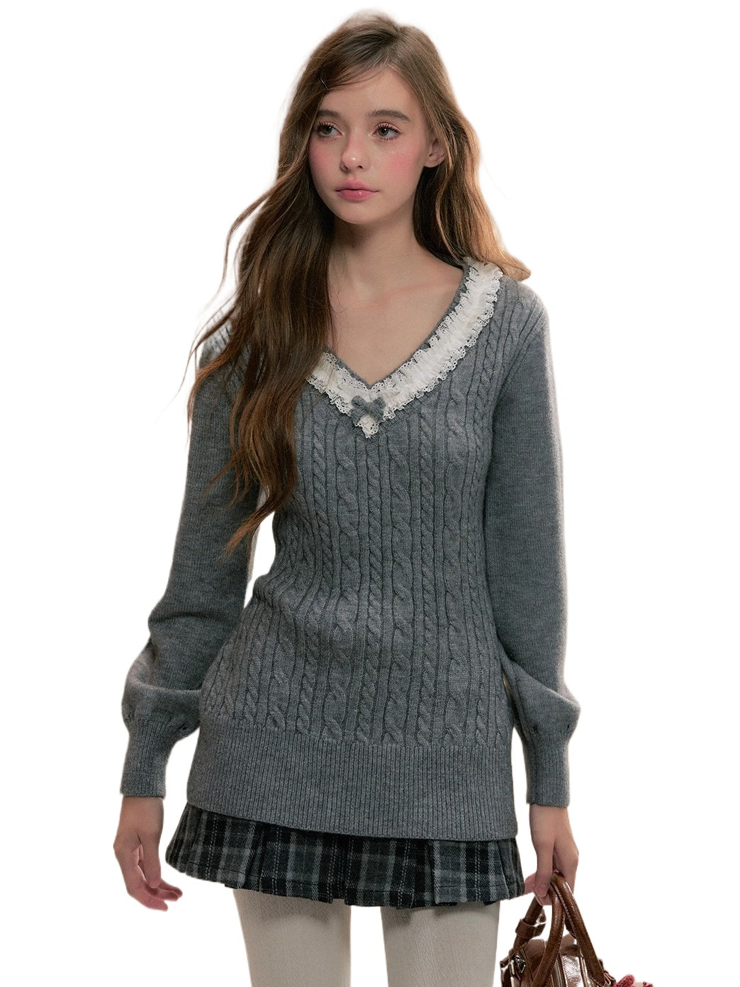 Gray V-Neck Sweater