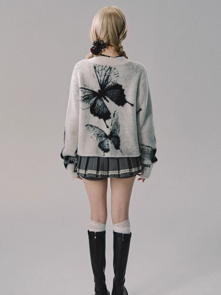 Double-Zip Jacquard Knit Cardigan