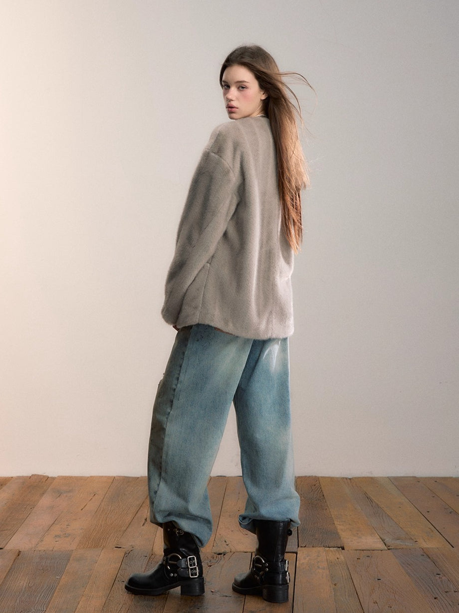 Ombre Faux Fur Statement Jacket