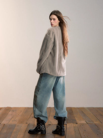 Ombre Faux Fur Statement Jacket