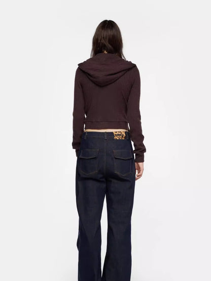 Detachable Braid-Detail Slim Knit Cardigan