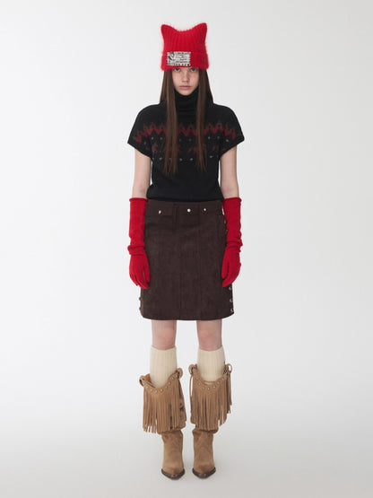 Fair Isle Pony Jacquard Turtleneck Knit Sweater