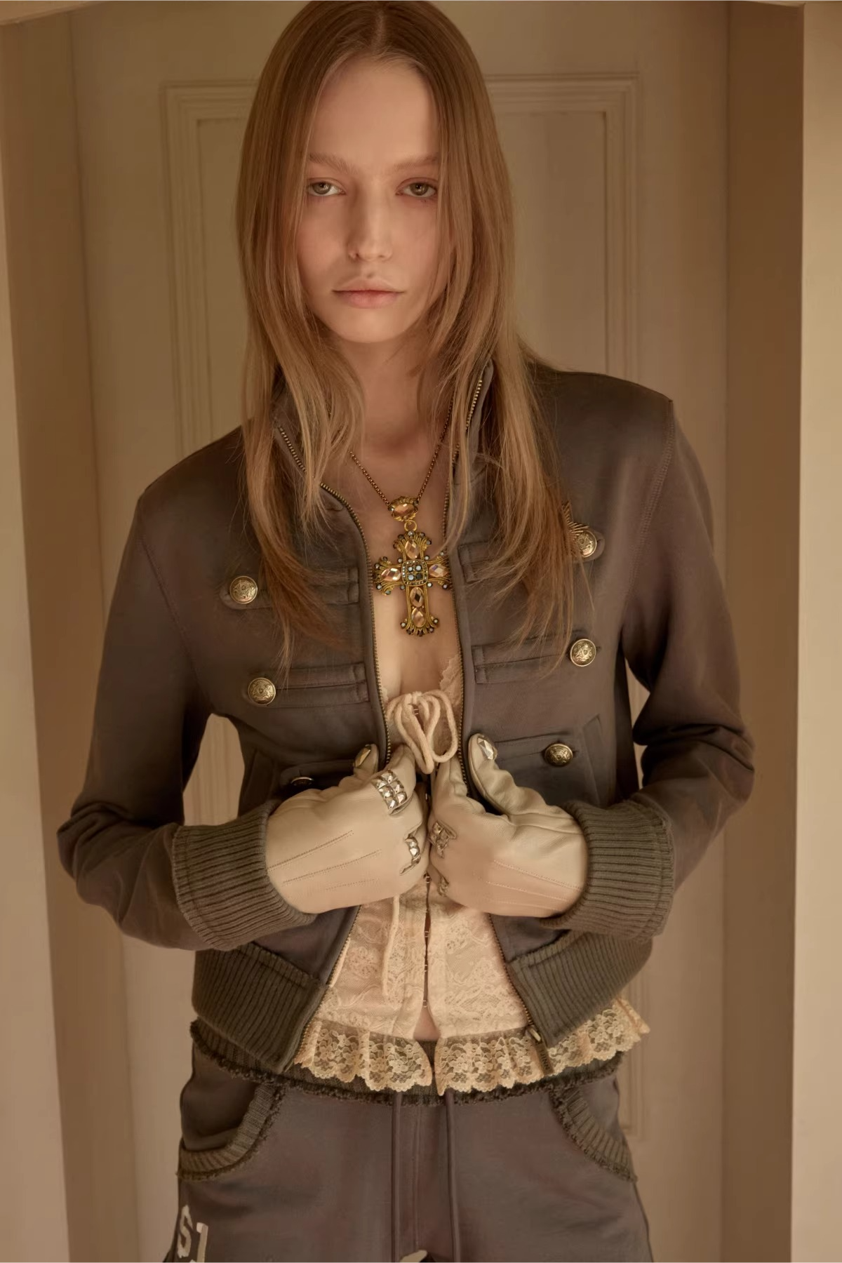 Double-Breasted Stand Collar Jacket