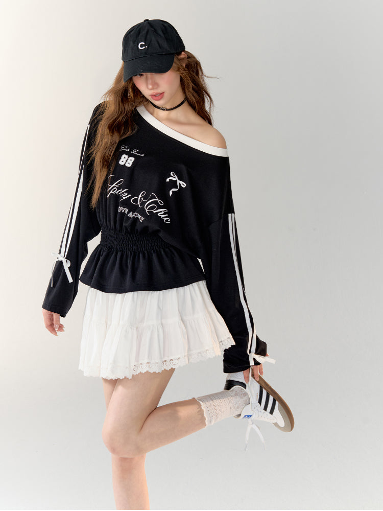 American Sporty Bow Tie Long Sleeve T-shirt