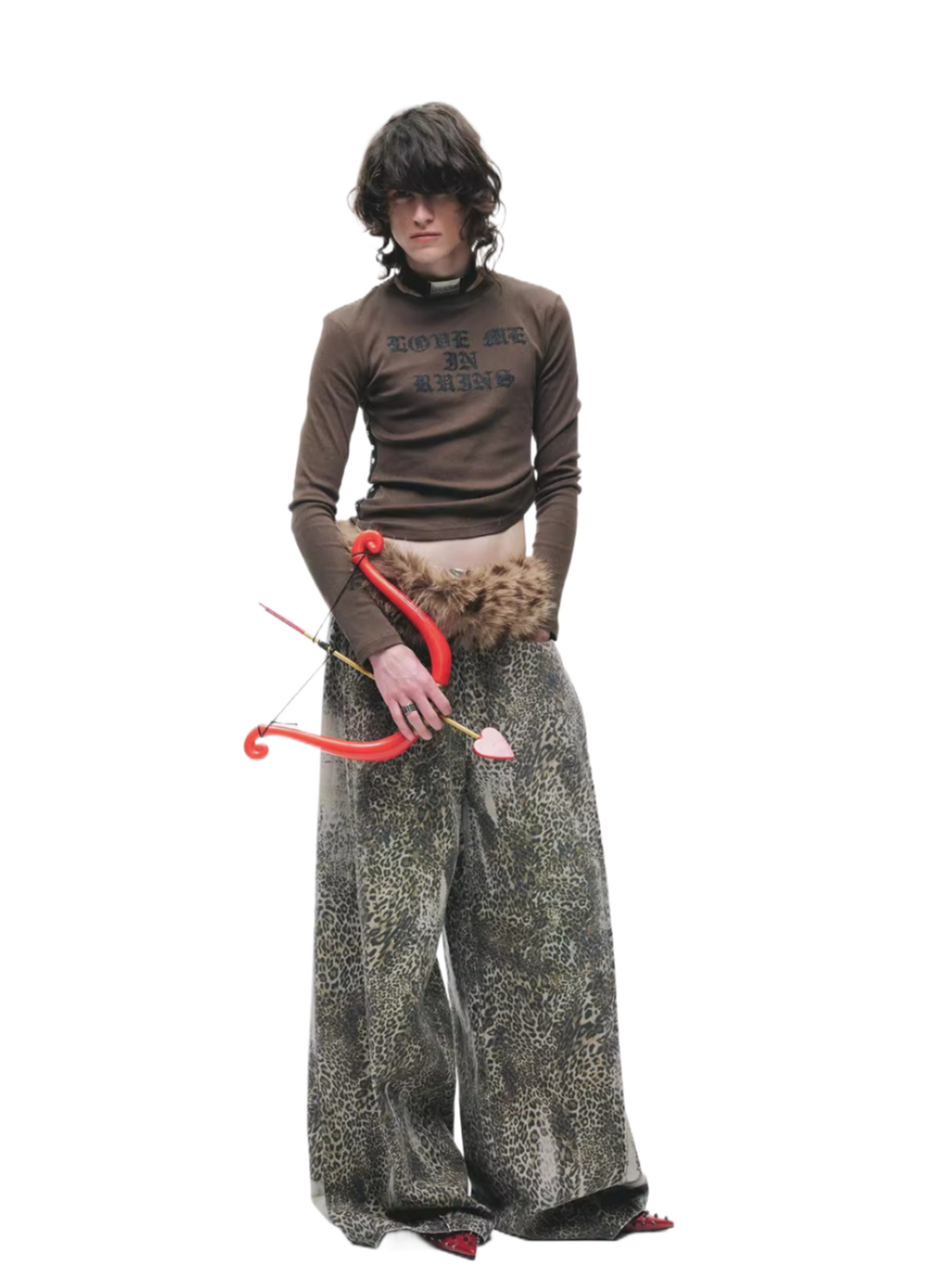 Vintage Washed Leopard Print Oversized Denim Jeans