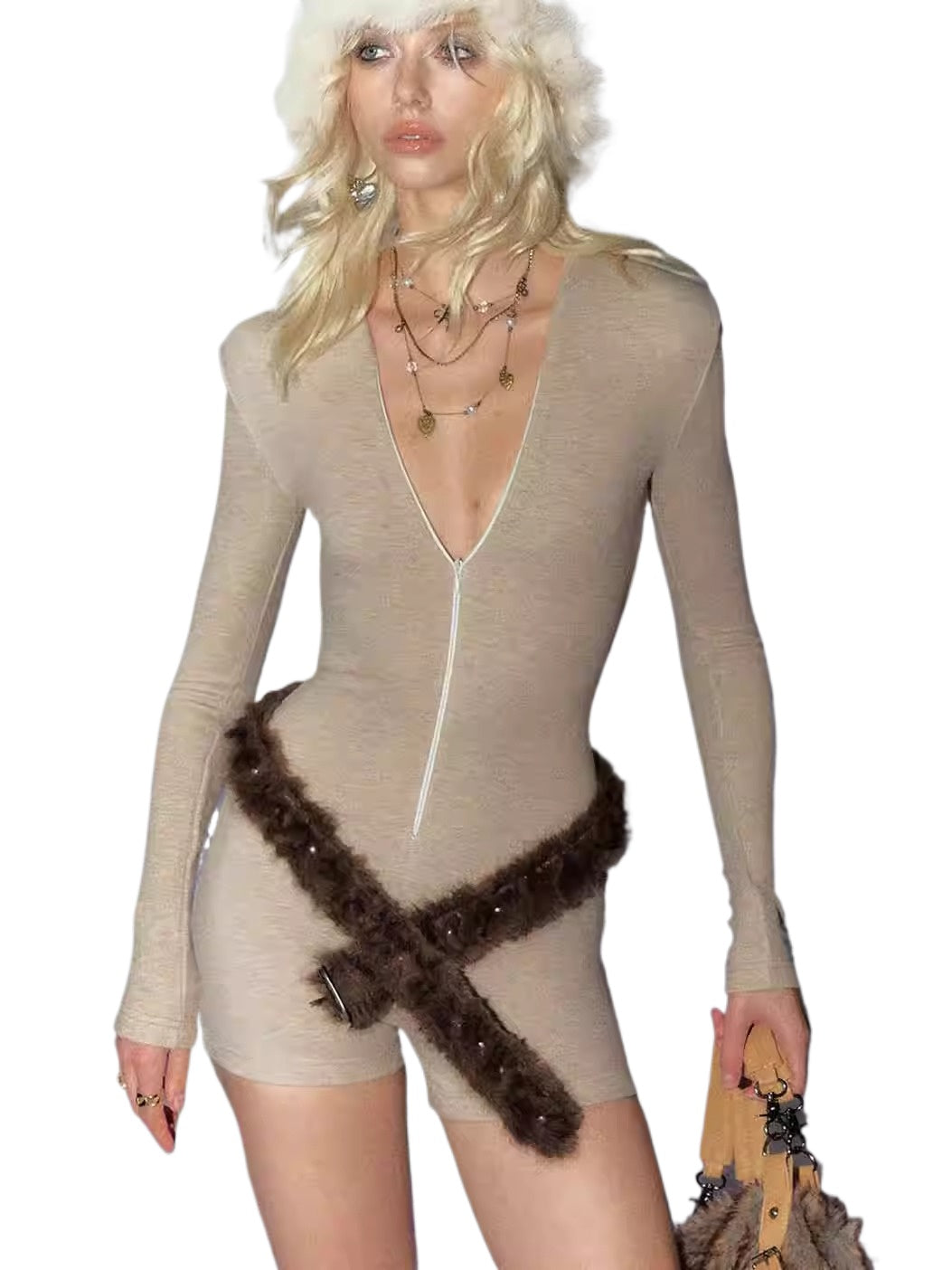 Retro Faux-Fur Waist Belt