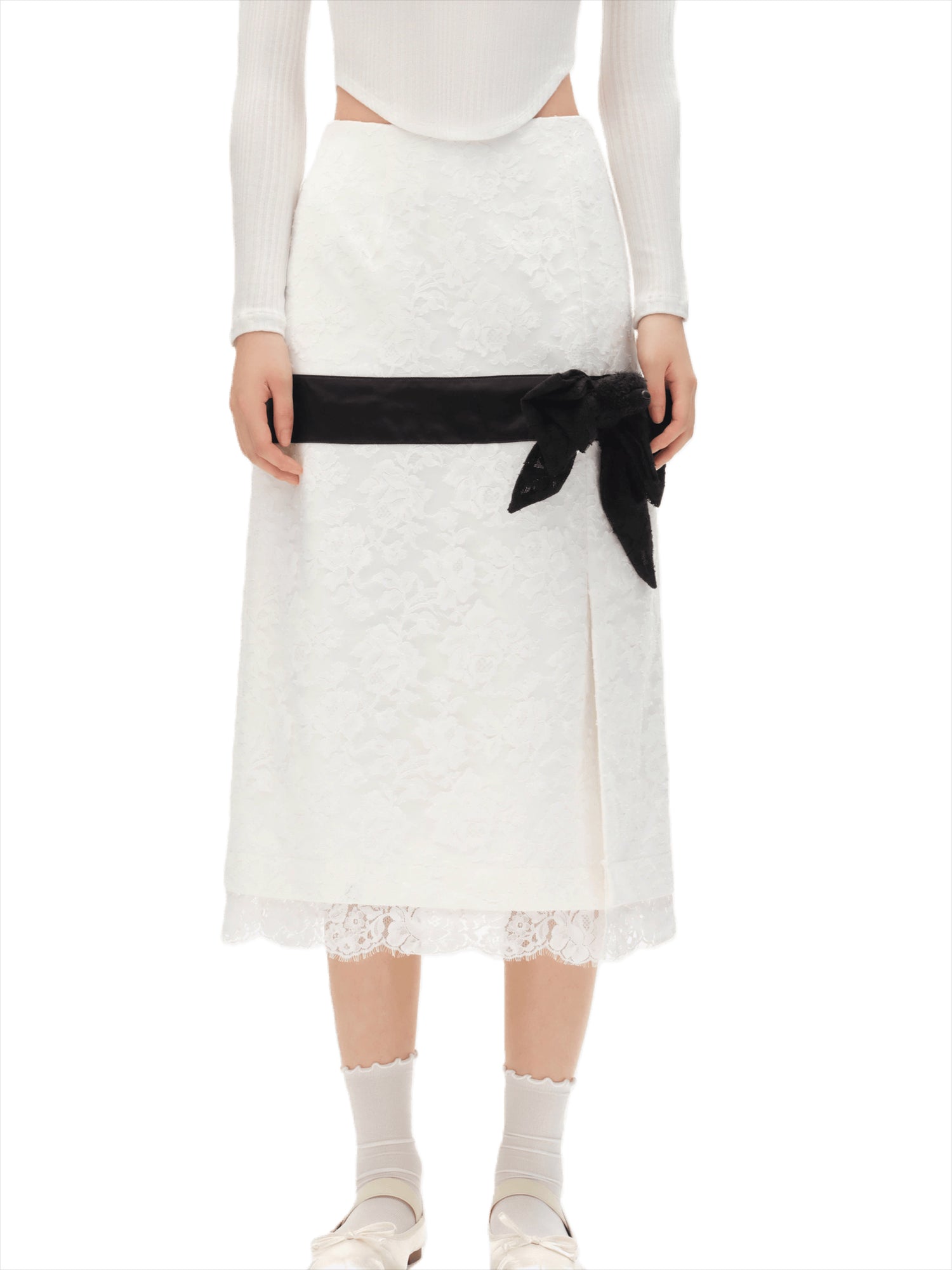 Bow Lace Midi Skirt
