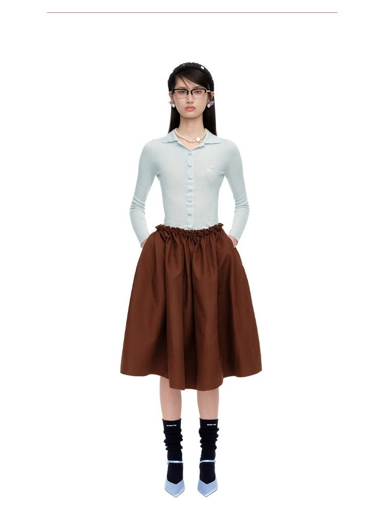 Collared Wool-Blend Fitted Knit Cardigan