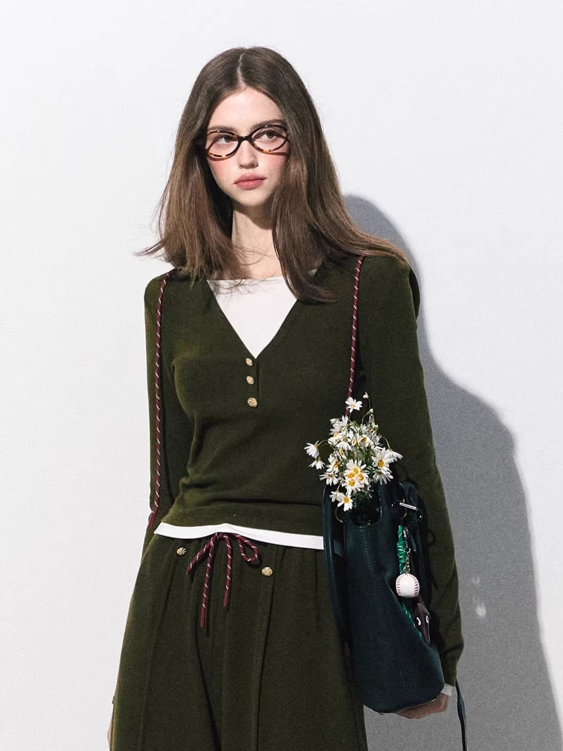 Knit Base Top &amp; Wide-Leg Pants Set