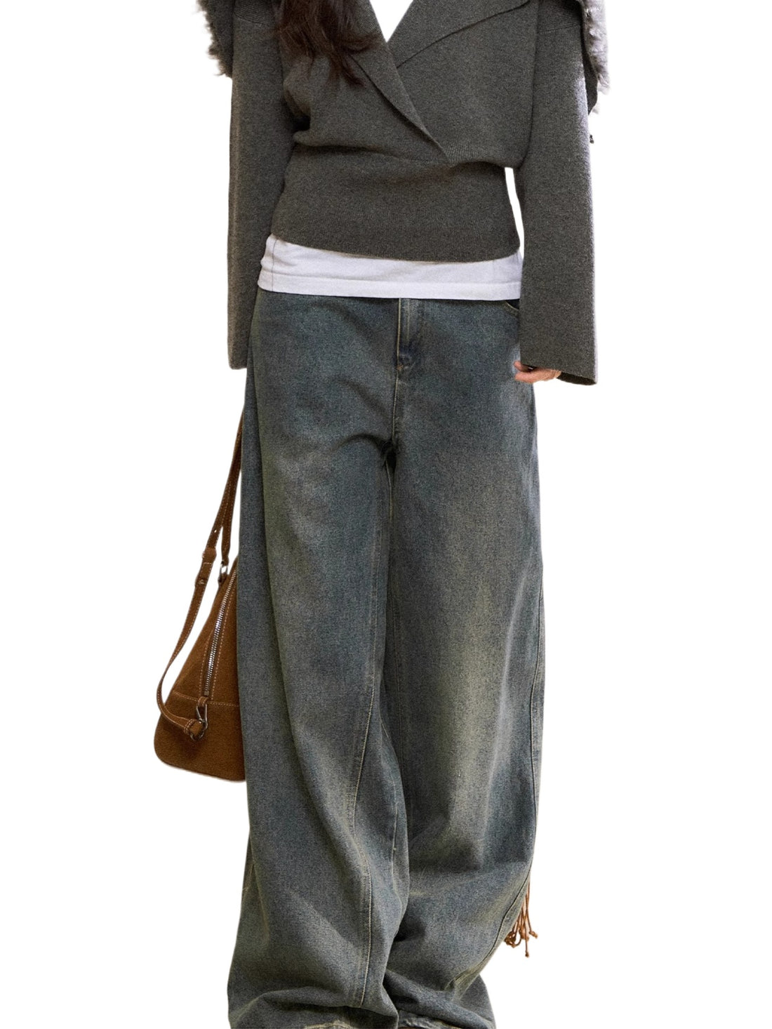 Washed Loose Straight-Leg Jeans