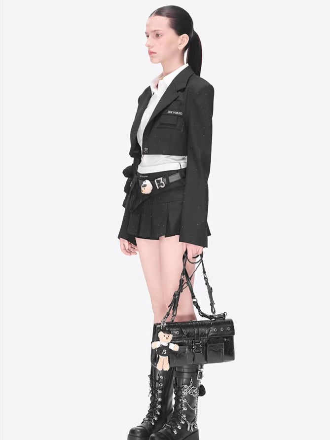 Pocketed Tailored Pleated Mini Skirt