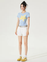 Color Diamond Floral Regular Shoulder T-shirt - CHINASQUAD