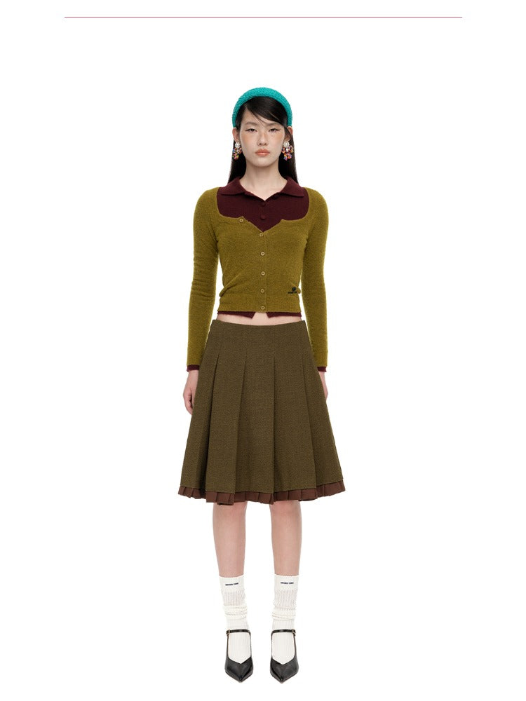 Round-Neck Fitted Wool-Blend Knit Cardigans