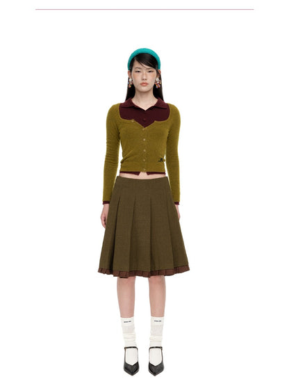 Round-Neck Fitted Wool-Blend Knit Cardigans