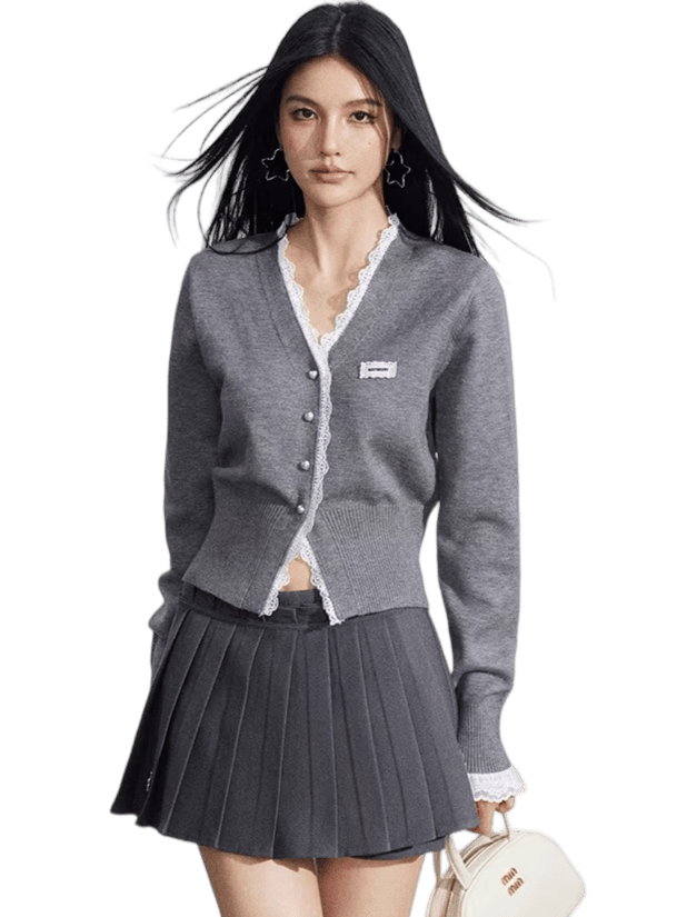 Lace Panel Knit Cardigan