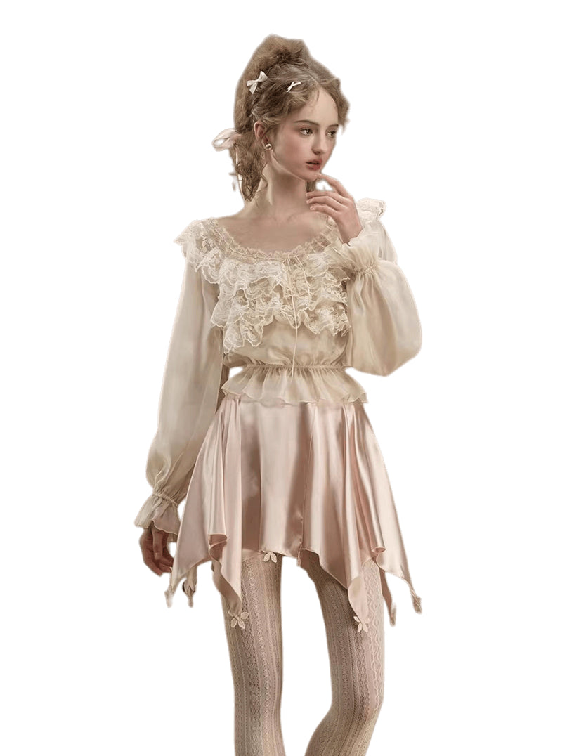 French Ballet Satin Corset Top &amp; Skirt Set