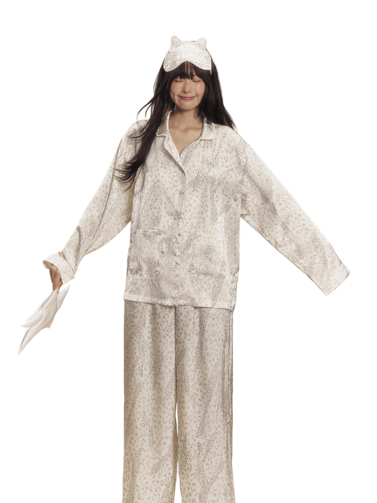 Glossy Satin Leopard Print Pajama Set