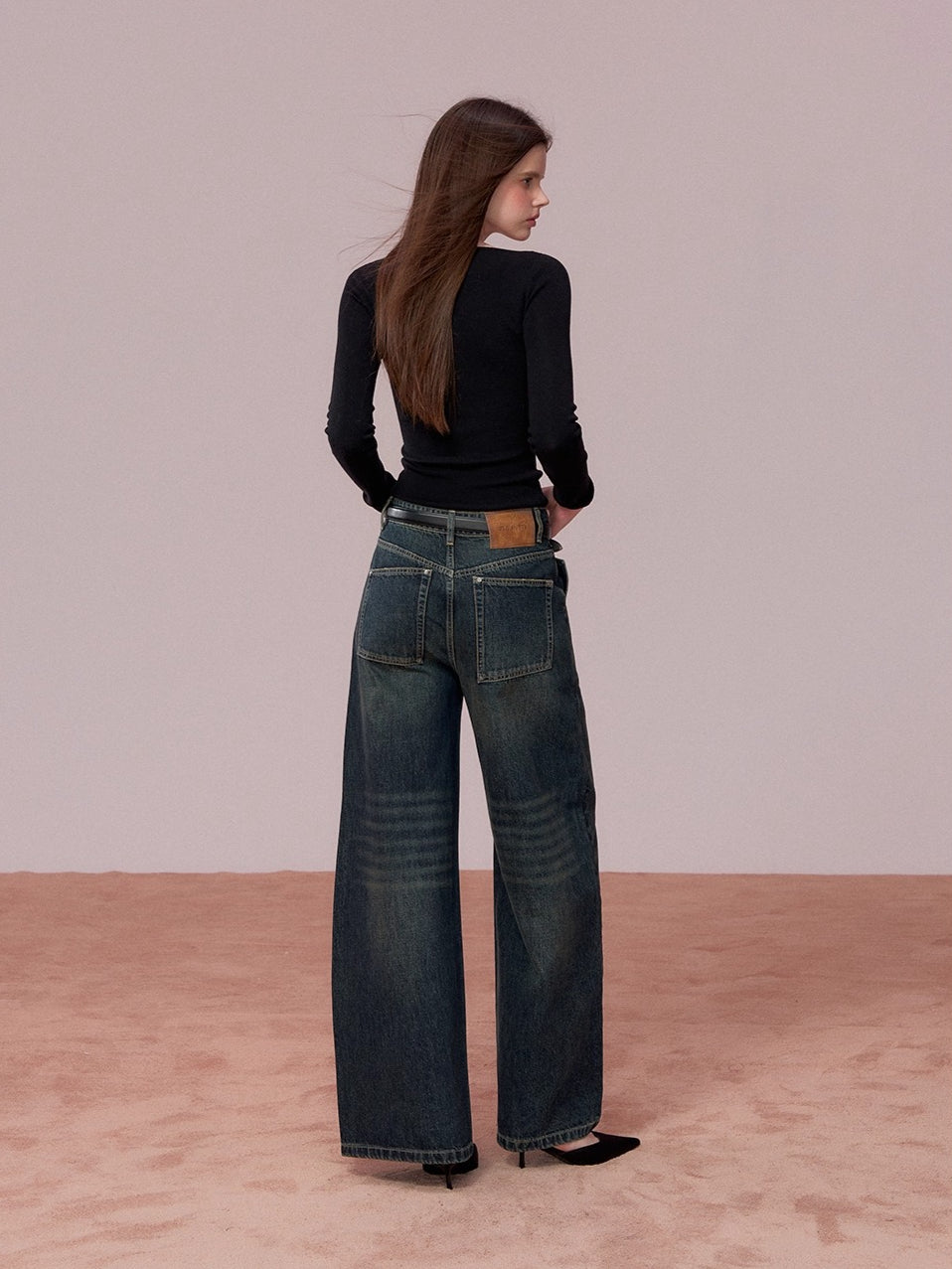 Embellished Rhinestone Vintage Wide-Leg Jeans