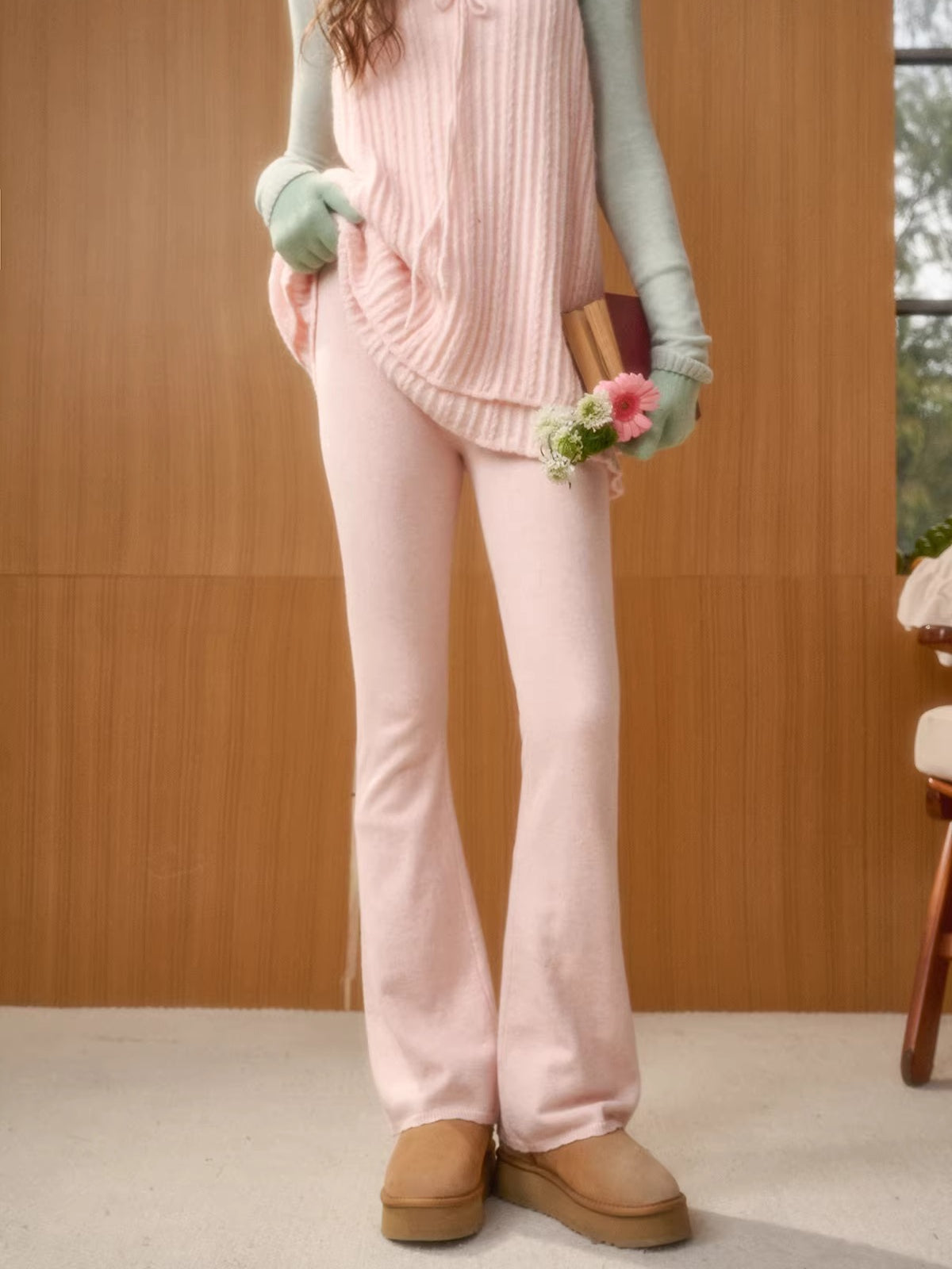 Wool-Blend Vintage Top &amp; Ruffle Pants Set