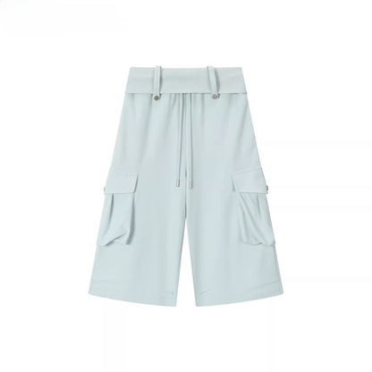 Waffle Knit Cargo Cropped Trousers