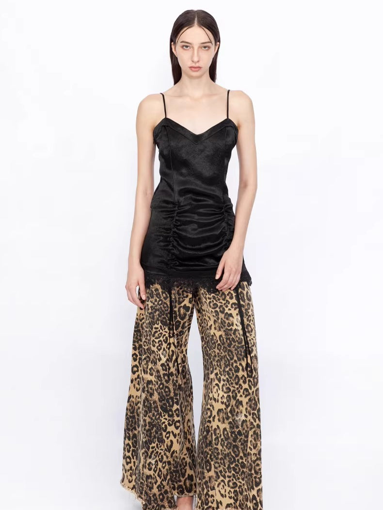 Deconstructed Wide-Leg Denim Jeans