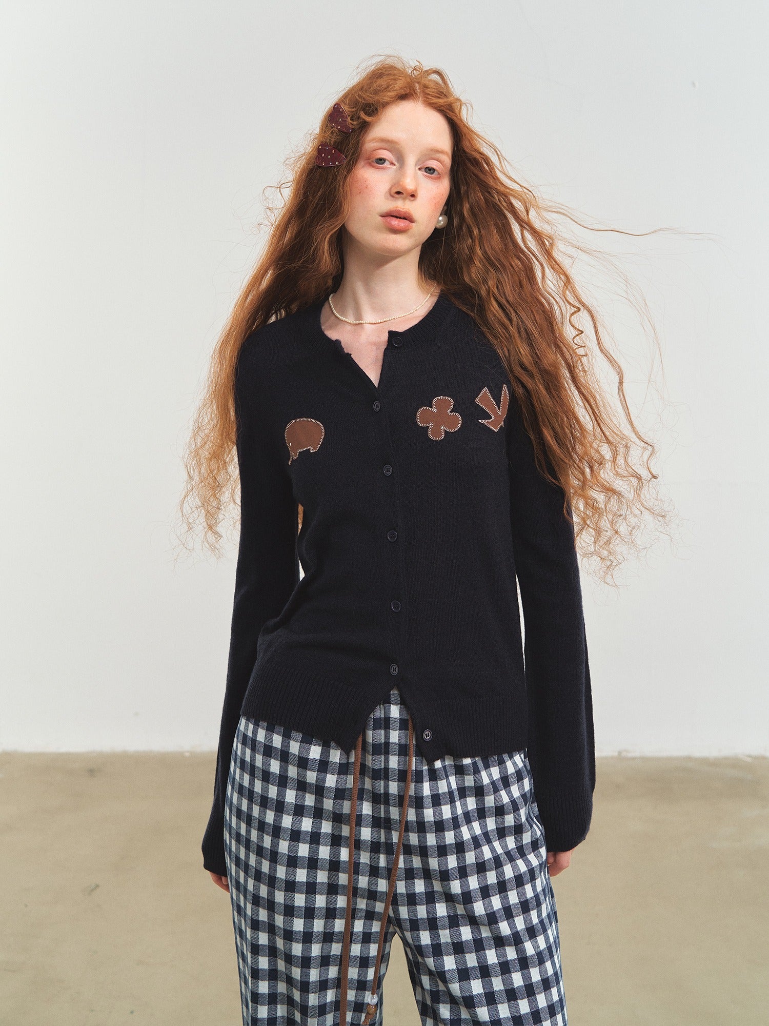 Playful Embroidered Patch Knit Cardigan