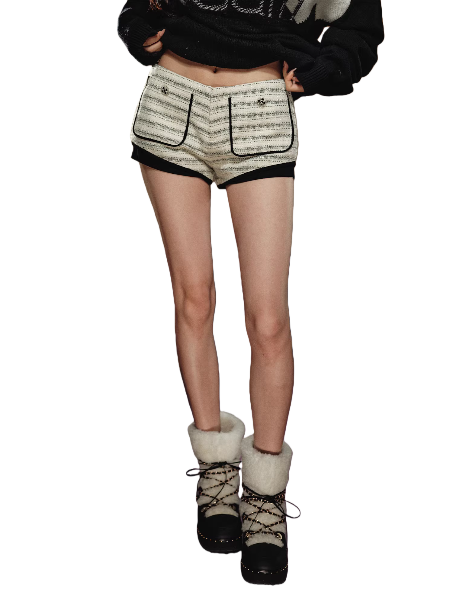 Textured Stripe Tailored Mini Shorts