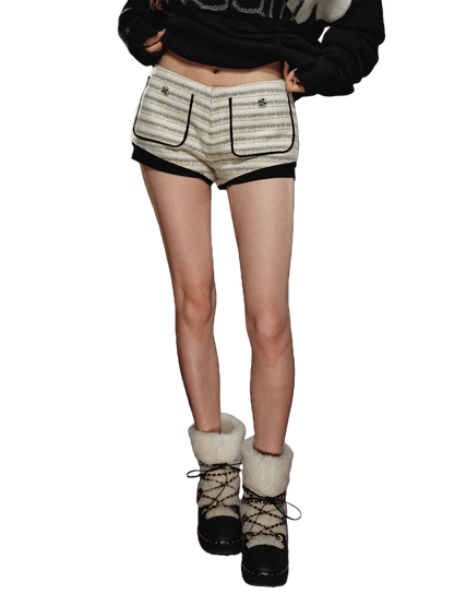 Textured Stripe Tailored Mini Shorts