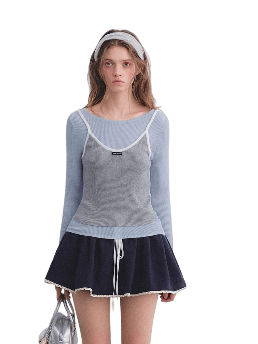 Layered Contrast Camisole Crewneck