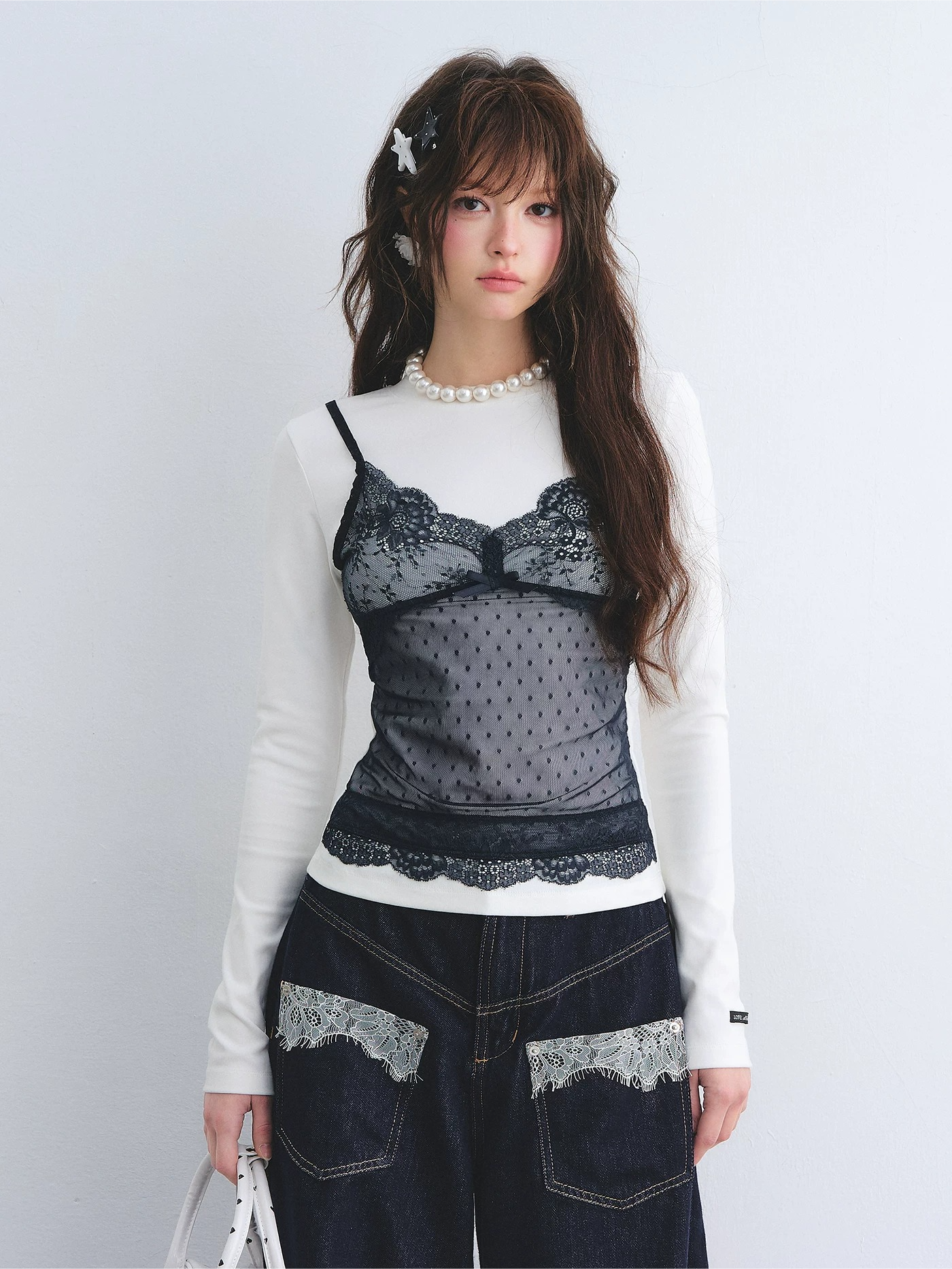 Lace Layered Illusion Long Sleeve T-Shirt