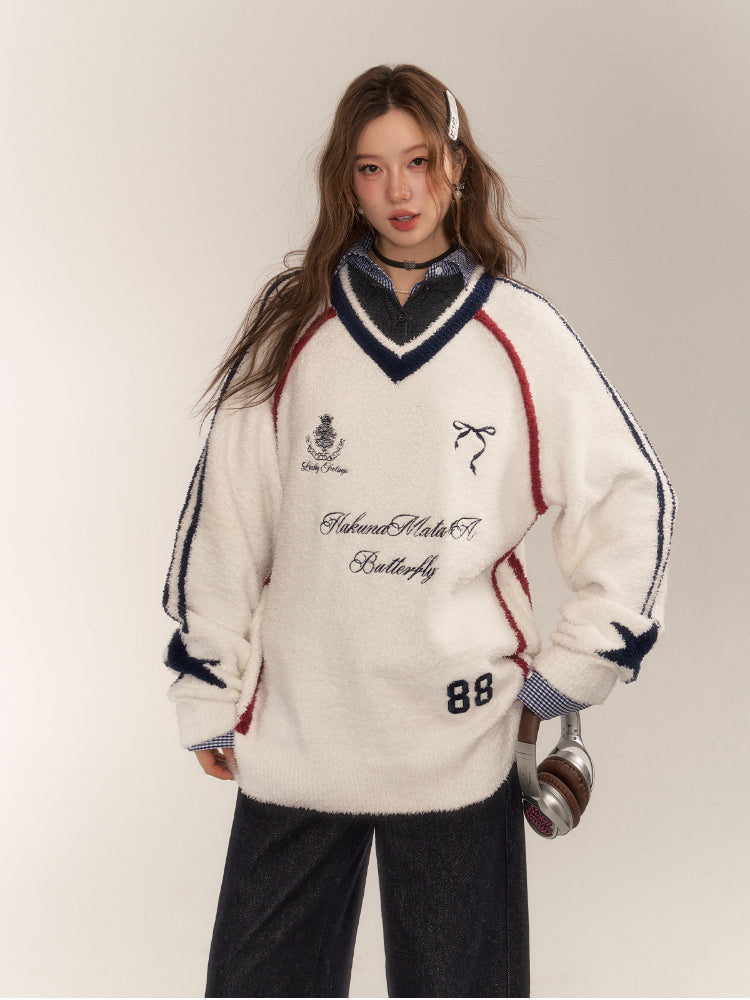 American Sports Bow Embroidered Sweater