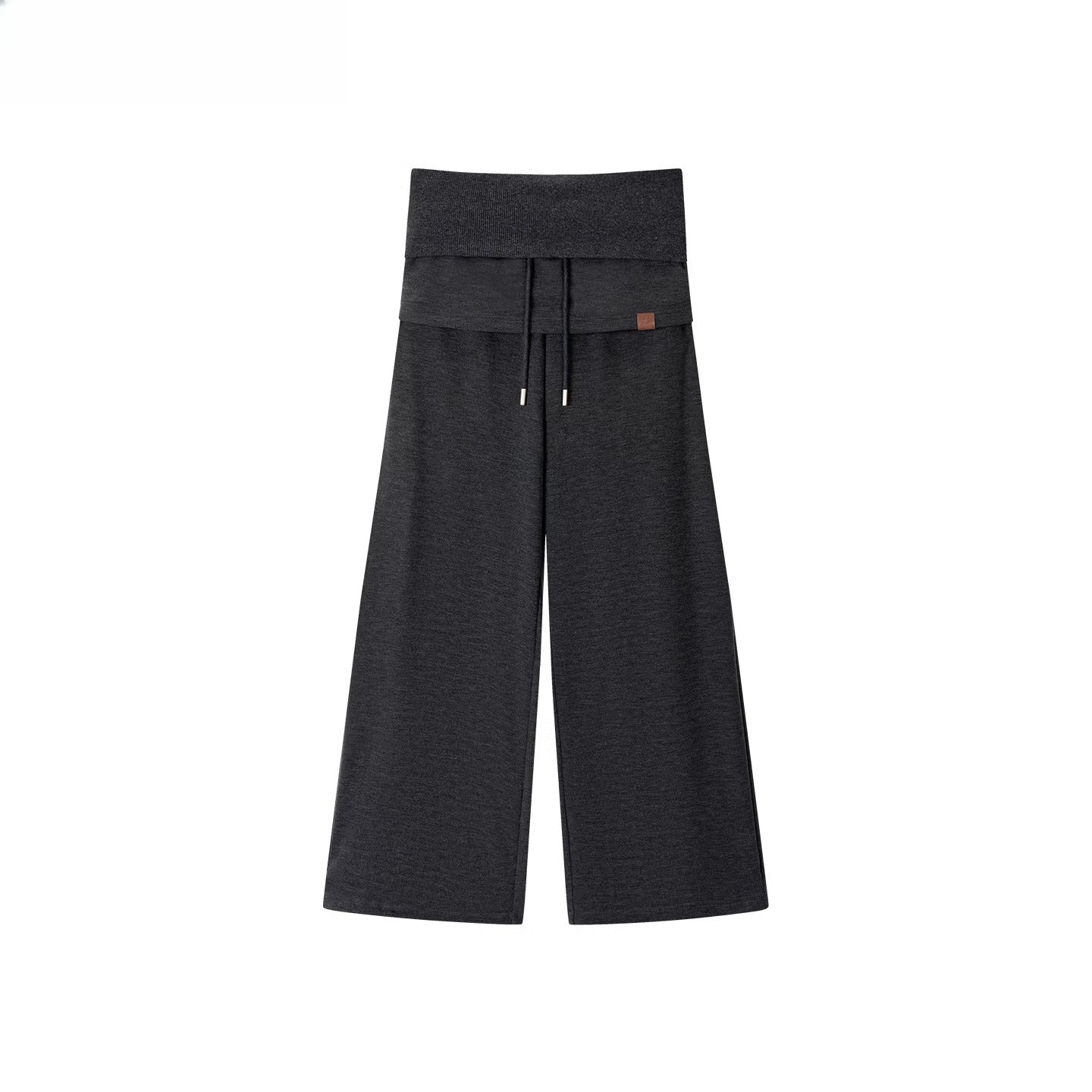 Folded Waist Skirt-Hem Wide-Leg Sweatpants