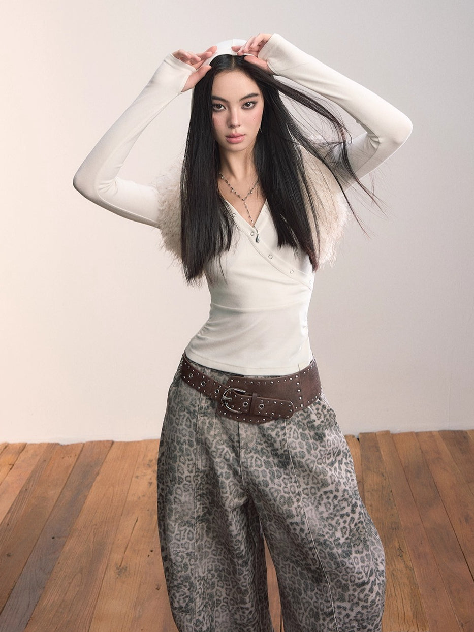 Crossover Hooded Slim-Fit Knit Sweater