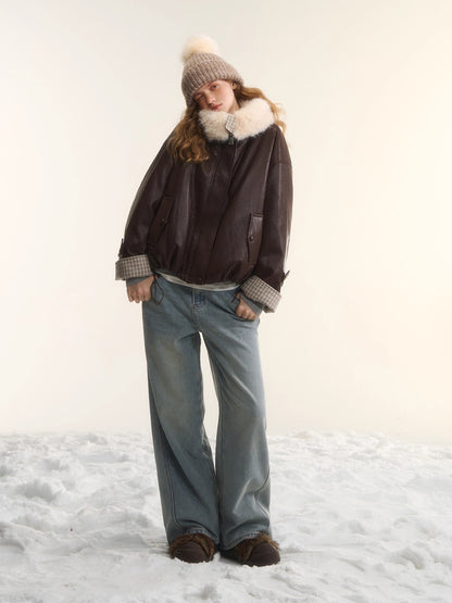 Washed Distressed Straight-Leg Denim Jeans